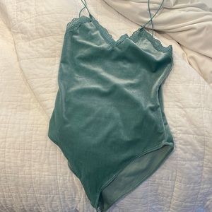 Blue suede body suit from forever 21